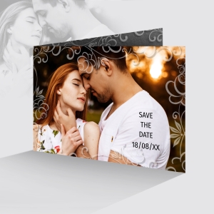 beau faire-part de mariage élégant avec photo original fond ardoise