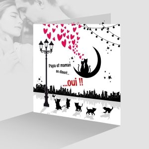 beau faire-part de mariage humoristique avec des enfants pour famille recomposée et famille nombreuse original