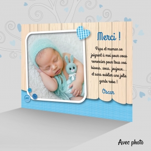 Belle carte de remerciement garçon photo