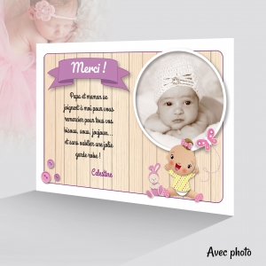 Belle carte de remerciement originale fille photo