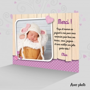 Carte de remerciement fille originale avec photo