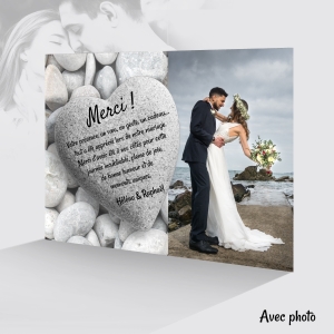 carte de remerciement galet plage à personnaliser avec photo