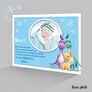 Carte de Remerciement Garçon Amusante avec Petit Dinosaure Photo