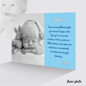 Carte Spéciale pour dire Merci avec Bébé Garçon sur ses Cadeaux