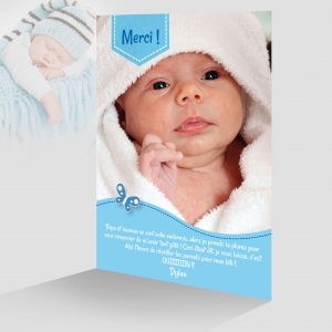 Carte de Remerciement Garçon Elégante Tendance Grande Photo Portrait 