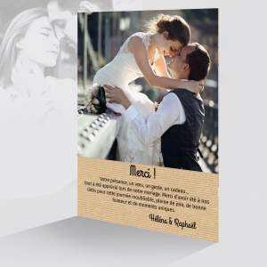 Carte de remerciement photo pour le mariage élégante chic avec une grande photo