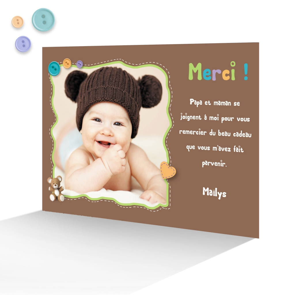 Carte Merci De Naissance Belle Photo De Votre Bebe Fille Ou Garcon Joli Faire Part