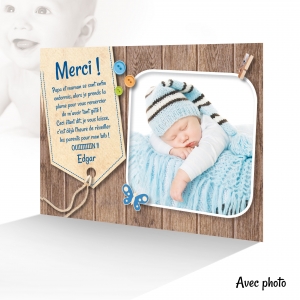Carte pour dire merci Garçon avec Photo
