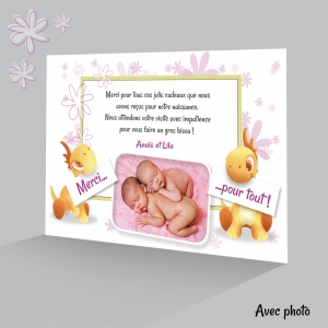 Carte Remerciement Jumeaux Fille Photo Jumelles Pancarte « Merci ! »