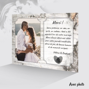 Carte remerciement mariage photo