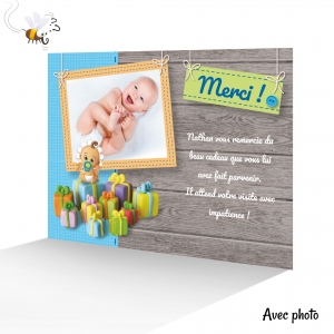Carte Remerciements Garçon : Illustration créée en Pâte à Modeler