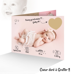 Faire part naissance chic avec étiquette - Naissance