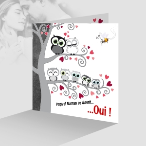 Chouette faire part de mariage original pour famille recomposée et nombreuse humoristique 5 enfants