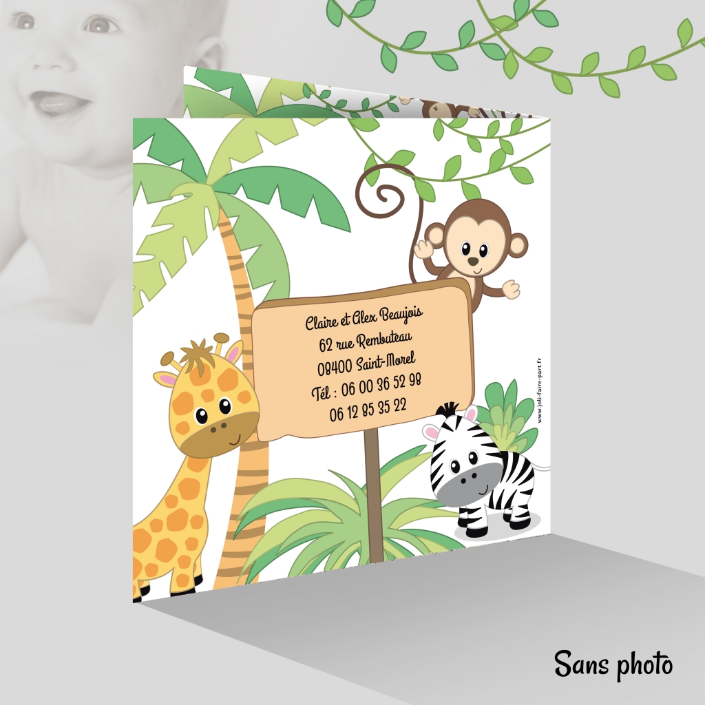 Faire part naissance Savane et Motifs │ Planet Cards