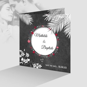 Faire-part de mariage chic et élégant fond ardoise boheme