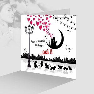 faire-part de mariage humoristique famille recomposee avec des enfants qui annoncent