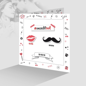 faire-part de mariage humoristique glamour avec dessins rigolos photos