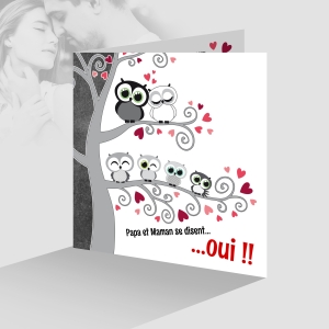 Faire-part de mariage humour tendance avec enfants et photo pour familles nombreuses et recomposées