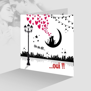 Faire-part de mariage top des ventes famille de chats rigolo style paris rétro