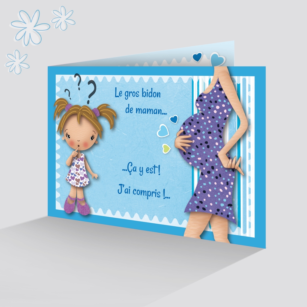 Faire Part De Naissance Garcon 2 Enfants Gros Ventre Maman Petit Frere Joli Faire Part