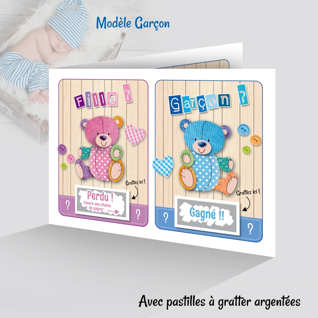 Faire Part De Naissance Original A Gratter Fille Ou Garcon Bebe Garcon Joli Faire Part