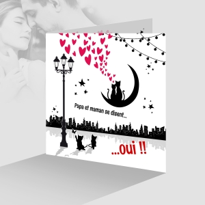 faire-part mariage couple avec 2 enfants humoristique original avec photo