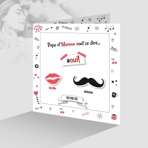 Faire part mariage humour avec enfants qui annoncent original et glamour avec photo