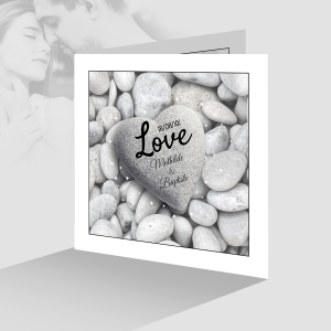 Faire-part mariage tendance avec galet plage élégant avec photo