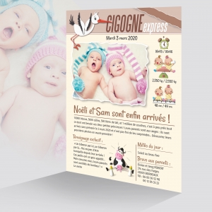 Faire Part Naissance Jumeaux Presse Couverture Magazine Humoristique