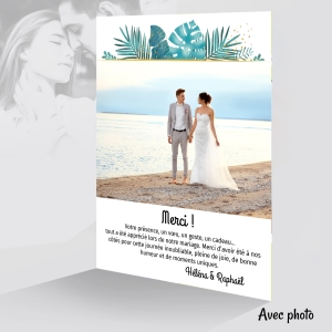 joli carte de remerciement mariage élégante jungle savane exotique photo