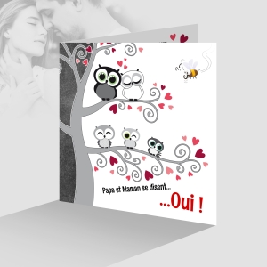 Joli Faire part de mariage famille recomposée nombreuse avec enfant humoristique