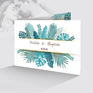 joli faire part jungle exotique original feuillage exotique avec programme