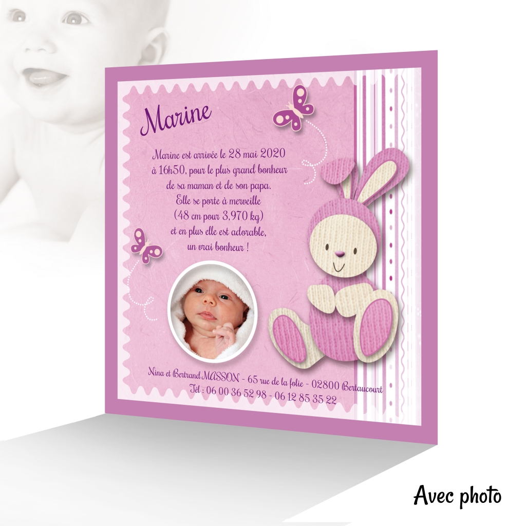 Carte De Naissance Avec Bébé Fille