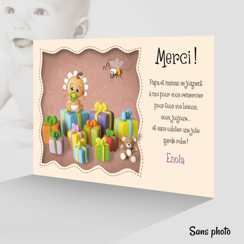 Carte Originale Spéciale Remerciements Naissance Bébé Cadeaux Photo