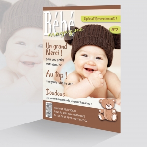 Jolie Carte de Remerciement Elégante et Originale Bébé Magazine Mixte