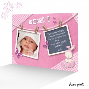 Magnifique Carte Remerciement Originale Tendresse Photo Joli Fond Rose