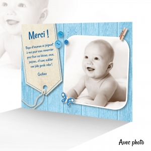 Superbe Carte de Remerciements Naissance Oursons Garçon Photo