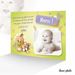 Très Belle Carte de Remerciement Photo Elégante avec Jolie Etiquette