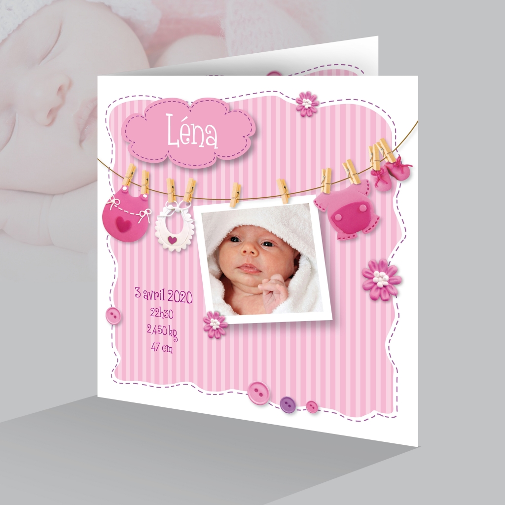 Faire-Part de Naissance Fille Tendresse et Douceur