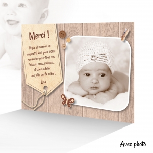 Très Jolie Carte Remerciement Originale Photo avec Famille de 3 Ours